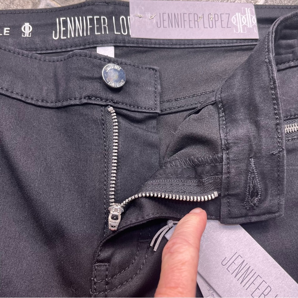 Jennifer Lopez Ankle Zip Skinny Mid Rise Black Tie Pants - Picture 13 of 15